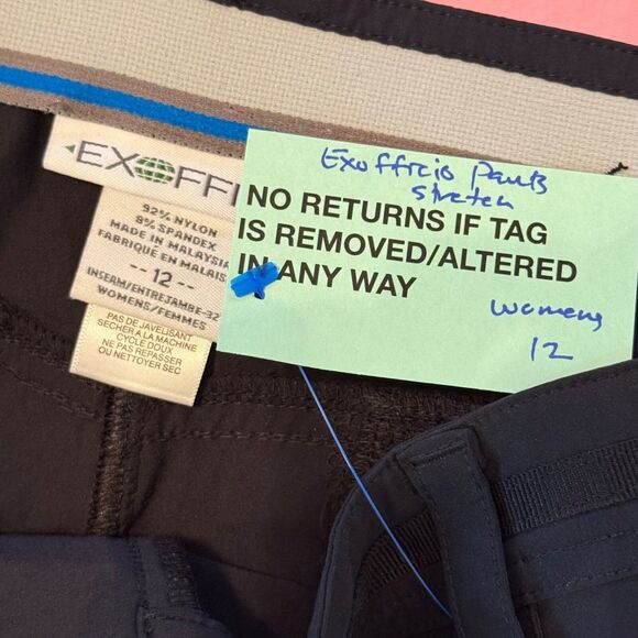 Exofficio Kukura Stretch Nylon Hiking Fishing Travel Pants UPF50 Women 12 Black - Picture 6 of 11